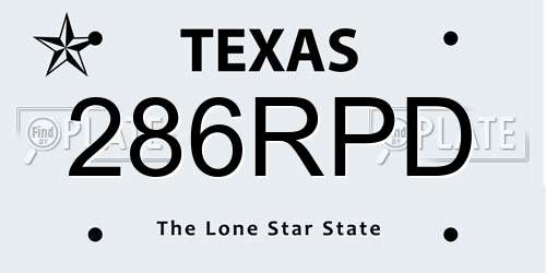 286RPD Texas License Plate