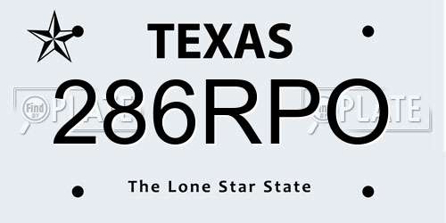 286RPO Texas License Plate