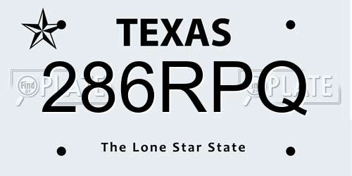 286RPQ Texas License Plate