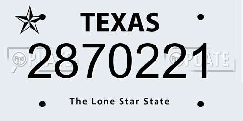 2870221 Texas License Plate