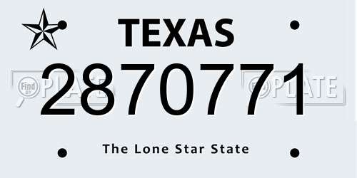 2870771 Texas License Plate