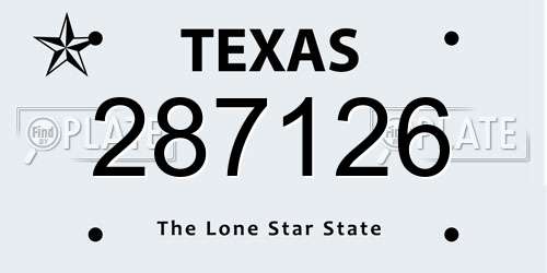 287126 Texas License Plate