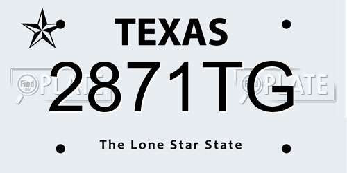 2871TG Texas License Plate