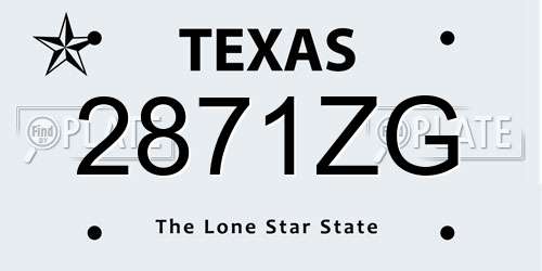 2871ZG Texas License Plate