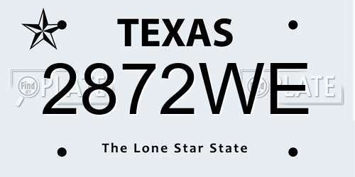 2872WE Texas License Plate