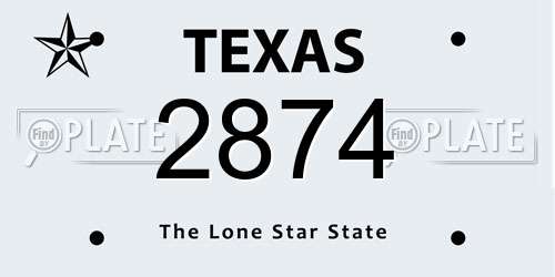2874 Texas License Plate