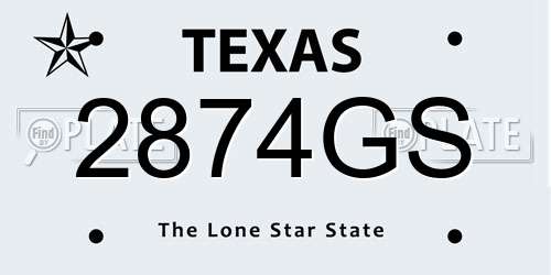 2874GS Texas License Plate