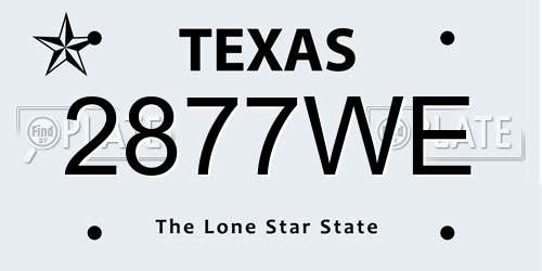 2877WE Texas License Plate