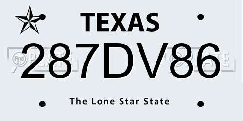 287DV86 Texas License Plate