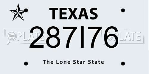 287I76 Texas License Plate
