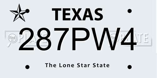 287PW4 Texas License Plate