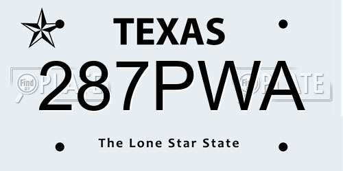 287PWA Texas License Plate