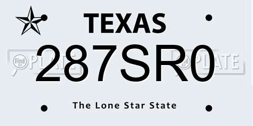 287SR0 Texas License Plate