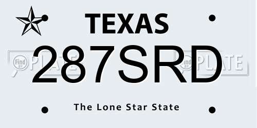 287SRD Texas License Plate