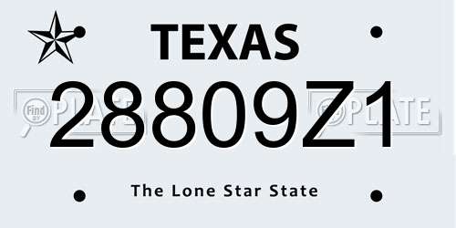 28809Z1 Texas License Plate