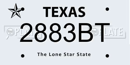 2883BT Texas License Plate
