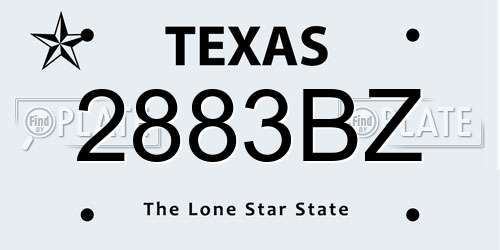 2883BZ Texas License Plate