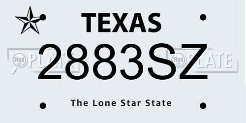 2883SZ Texas License Plate