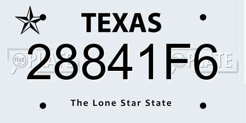 28841F6 Texas License Plate