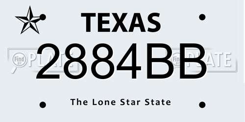 2884BB Texas License Plate