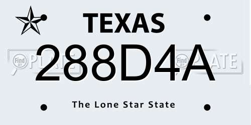 288D4A Texas License Plate