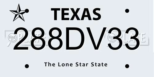 288DV33 Texas License Plate
