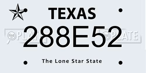 288E52 Texas License Plate