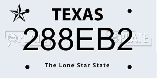 288EB2 Texas License Plate