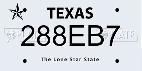 288EB7 Texas License Plate