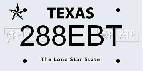 288EBT Texas License Plate