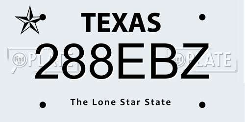 288EBZ Texas License Plate