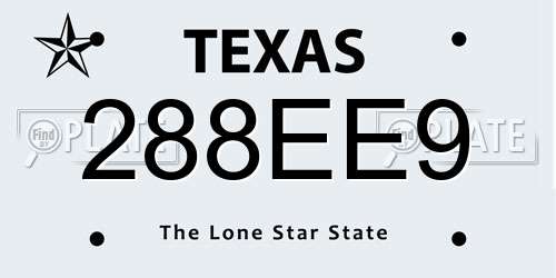 288EE9 Texas License Plate