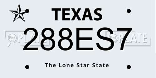 288ES7 Texas License Plate