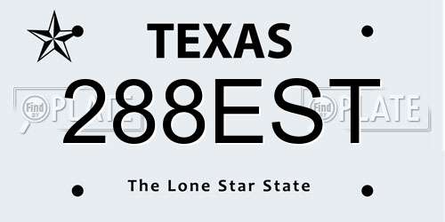 288EST Texas License Plate
