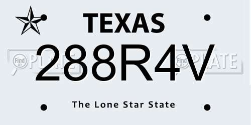 288R4V Texas License Plate