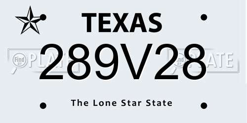 289V28 Texas License Plate