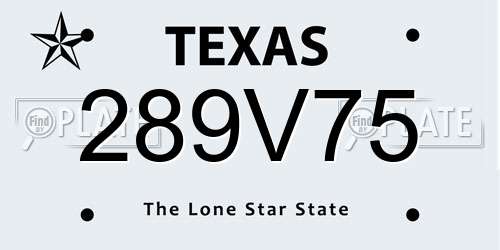 289V75 Texas License Plate