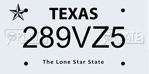 289VZ5 Texas License Plate