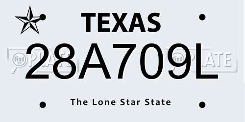 28A709L Texas License Plate