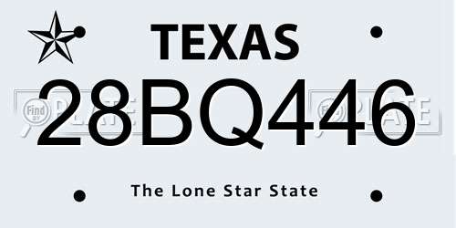 28BQ446 Texas License Plate