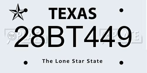 28BT449 Texas License Plate