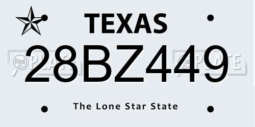 28BZ449 Texas License Plate