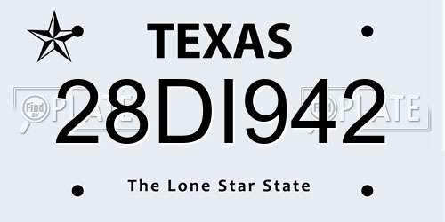 28DI942 Texas License Plate