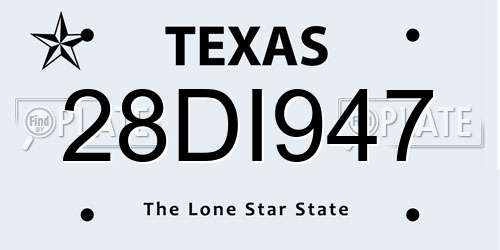 28DI947 Texas License Plate