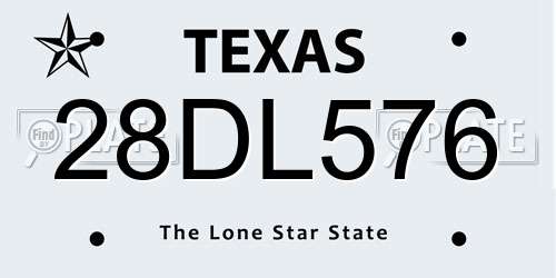 28DL576 Texas License Plate