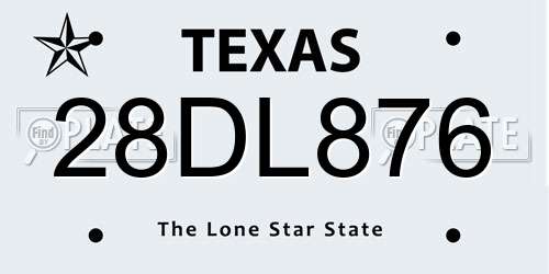 28DL876 Texas License Plate