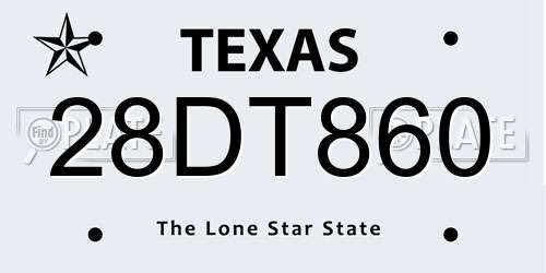 28DT860 Texas License Plate