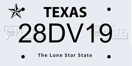 28DV19 Texas License Plate