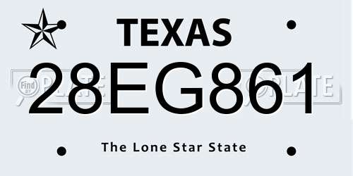 28EG861 Texas License Plate