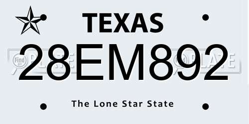 28EM892 Texas License Plate